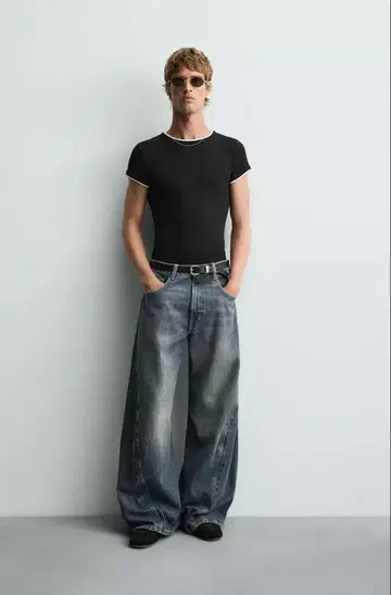 ZARA 배기핏 트위스트 심 데님 팬츠