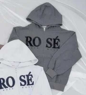 rosemuse Fur logo zip hoodie 로제 뮤즈 후드티