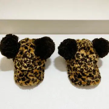 디즈니 레오파드 무늬 폼폼 귀 달린 팬캡 2개 SET 캡