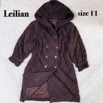 Leilian 레리안 여배우 옷깃 후드 부착 퀼팅 코트 롱 11