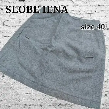 미사용 SLOBE IENA 사다리꼴 스커트 울 100% 멜톤 그레이