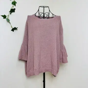 Nor label 카노코 편직 프릴 니트 핑크 XL