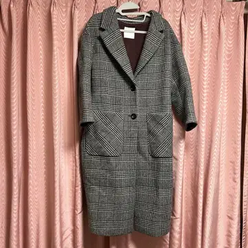 체크 무늬 롱 체스터 코트