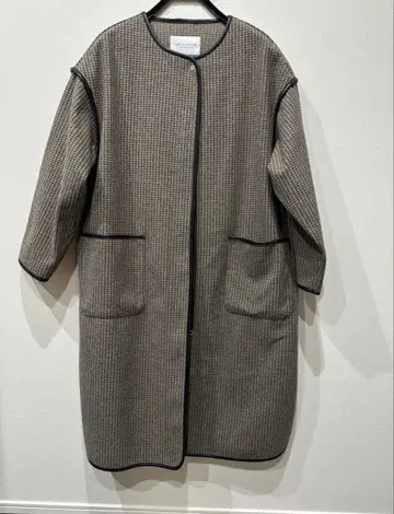 [ 새상품 ] UNITED ARROWS 하운드투스 체크 패턴 노카라 코트