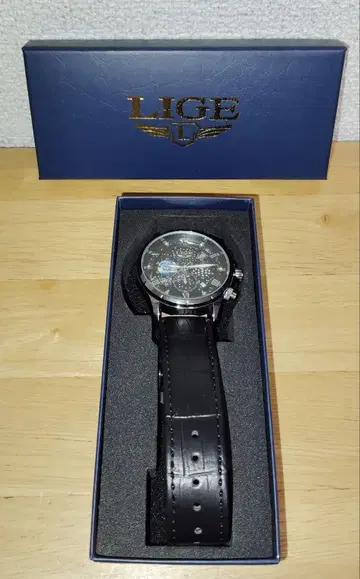 [ 미사용 새상품 ] LIGE 크로노그래프 손목시계 블랙