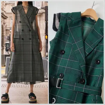 LOOK 게재 sacai 사카이 체크 롱 베스트