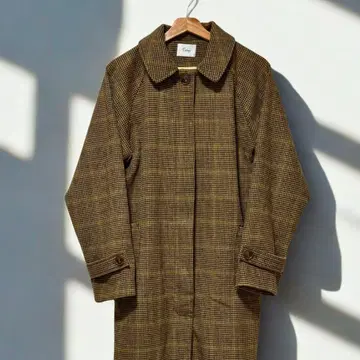 Crisp 체크 무늬 롱 코트 브라운 계열
