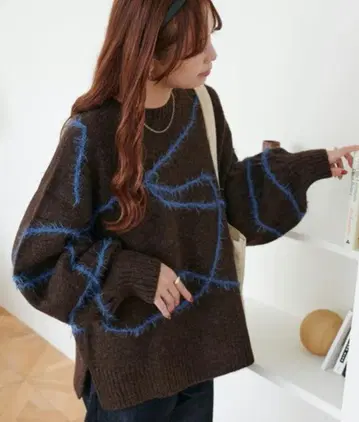 [ 미개봉 새상품 ] Discoat 멜란지 얀 선 패턴 풀오버