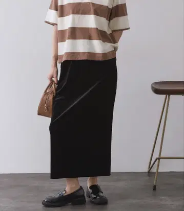 OPAQUE.CLIP 벨로아 내로우 스커트