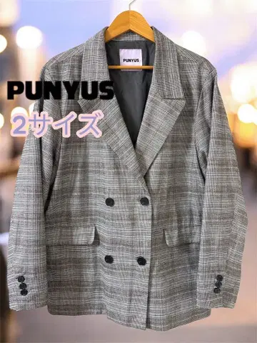 PUNYUS 체크 무늬 더블 브레스트 자켓 2 사이즈 새상품급