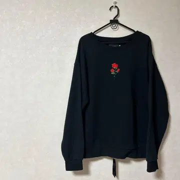 COOOPER 맨투맨 장미 자수 블랙 M