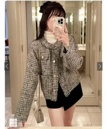 트위드 노카라 자켓 GRL 그레일