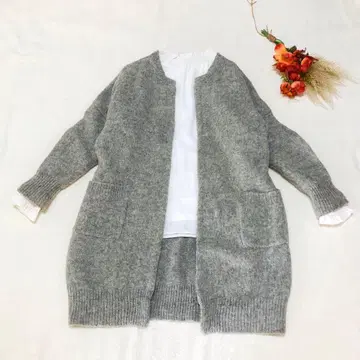 어반 리서치 도어스 (울 100%) 롱 가디건 그레이 루즈핏