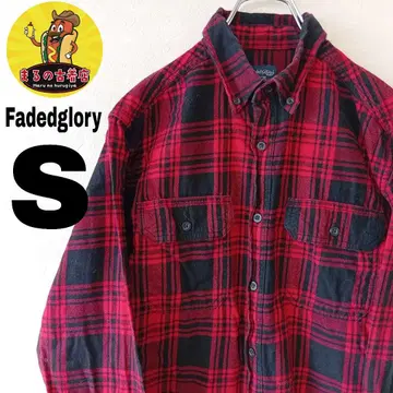 USA 구제 의류 Fadedglory 플란넬 셔츠 S 레드 블랙 체크