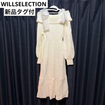 [미사용 새상품] WILLSELECTION 화이트 롱 니트 원피스 리본