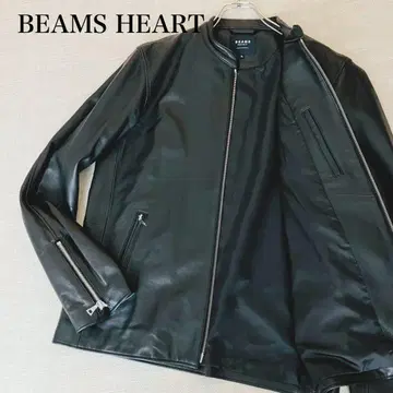 [ 새상품급 ] 빔즈 라이더 자켓 싱글 램 가죽 블랙 XL