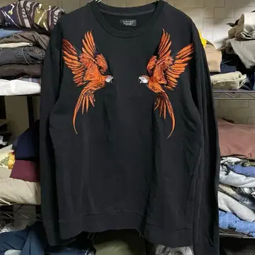 ZARA MAN 블랙 얇은 소재 자수 맨투맨 실측치수 M