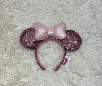 디즈니 미니 리본 파르팔루자 머리띠 스팽글 핑크