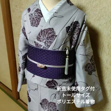 톨 사이즈 폴리에스테르 이중 기모노 옅은 그레이 색상에 잎과 덩굴 무늬