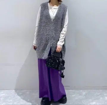 로리즈팜 리브 타이트 스커트 퍼플