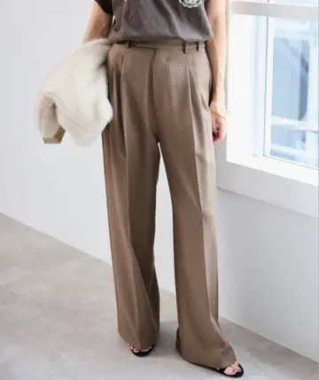 SLOBE IENA PE 트윌 와이드 2턱 슬랙스