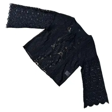 레이스 크롭 벨 슬리브 상의