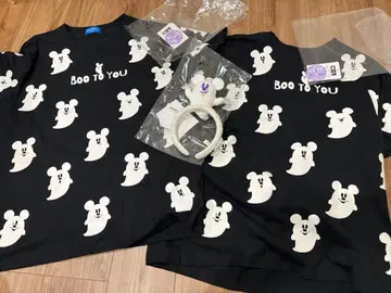 미키 고스트 티셔츠 2장 세트 헤어밴드 포함
