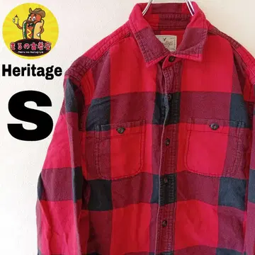 USA 구제 의류 Heritage 플란넬 셔츠 S 레드 블랙 체크