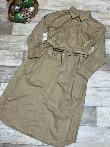 [ 새상품급 ] 나노 유니버스 베이지 셔츠 원피스 긴팔 허리 면