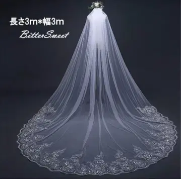 웨딩 베일 1단 롱 베일 빗 포함 베일 다운 없음