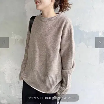 스픽 앤 스팬 23AW 롱 리브 니트 풀오버 브라운 프리