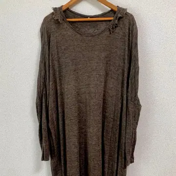 GASA 가사 브라운 프릴 달린 티셔츠 원피스 멜란지 색상