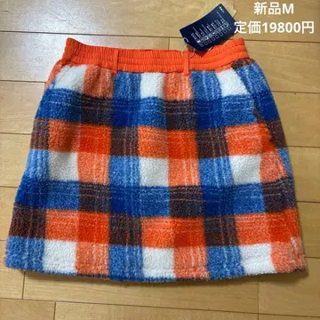 새상품 로서센 (ROSASEN) 방한 체크 무늬 보아 스커트 M 골프