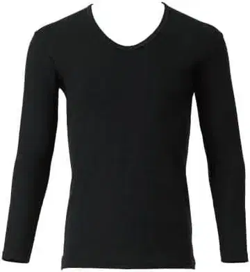 입는 반신욕 BS 파인 U넥 긴팔 셔츠 남성용 일본제 M 사이즈 블랙