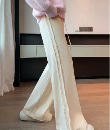 kirakiraShop 사이드 프린지 니트 팬츠