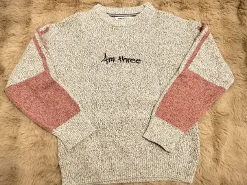 그레이와 핑크 스웨터 M