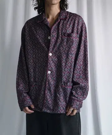 빈티지 유로 오픈 카라 파자마 셔츠