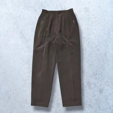 슬랙스 브라운 투 턱 플리츠