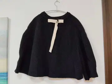 ADAWAS 백 벨트 니트 블랙 숏 기장