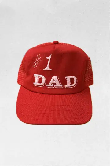 빈티지 #1 DAD 트래커 캡 빨간색 미국제 야마다 렌