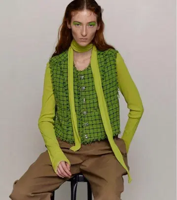 MAISON SPECIAL 트위드 프린지 베스트