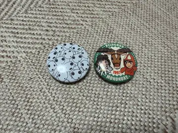 지브리 모노노케 히메 미야자키 하야오 캔뱃지 2종 세트 [ 새상품급 ]