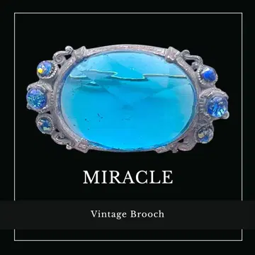 MIRACLE 오픈백 아쿠아 블루 & 블루 파이어 오팔 브로치