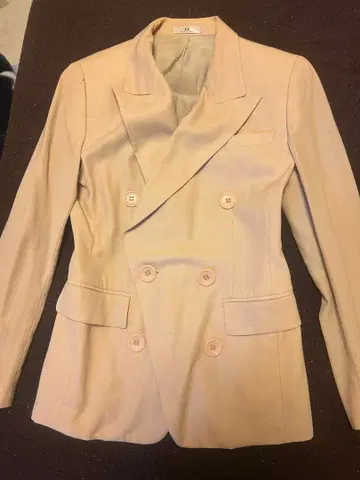 베이지 더블 브레스트 비즈니스 자켓