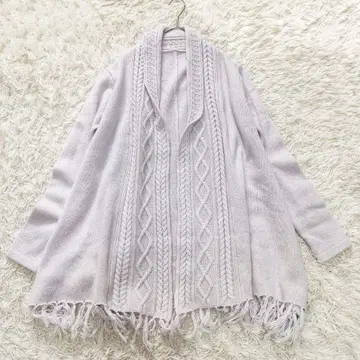 더마 컬렉션 프린지 케이블 니트 캐시미어 혼방 가운
