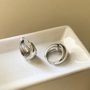 S925 후프 귀걸이 실버 캐주얼 심플 깔끔한 기프트