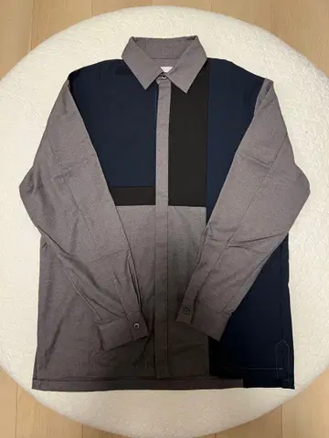 STUDIOUS 패널 디자인 긴팔 셔츠 그레이/네이비