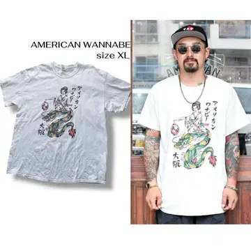 새상품급 아메리칸 와나비 타투 용 마이코 프린트 반팔 T셔츠 XL