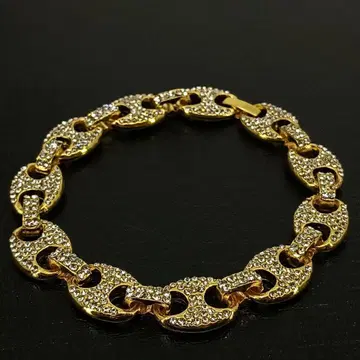 빈티지 골드 링크 체인 팔찌 지르코니아