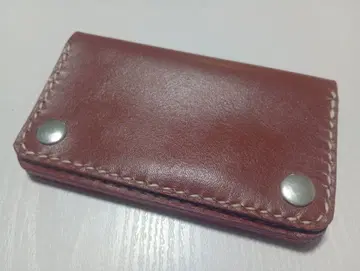 브라운 가죽 천연 가죽 미들 트래커 지갑 시험 제작품
